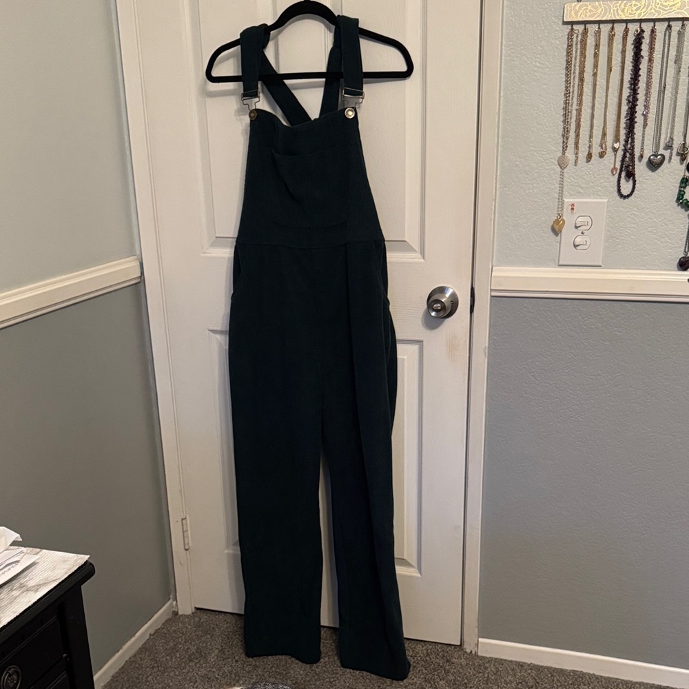 Dark green Women's Wide-Leg Cotton Blend Overalls